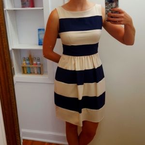 Navy/Creme Striped Dress